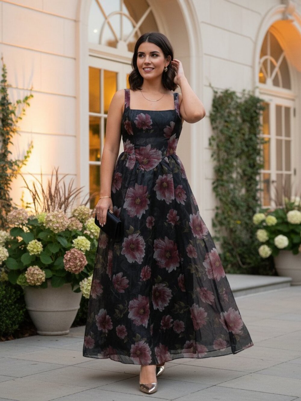 Lulus Maelyn Black Floral Corset Maxi Dress XL NWT Lace-Up As-Is